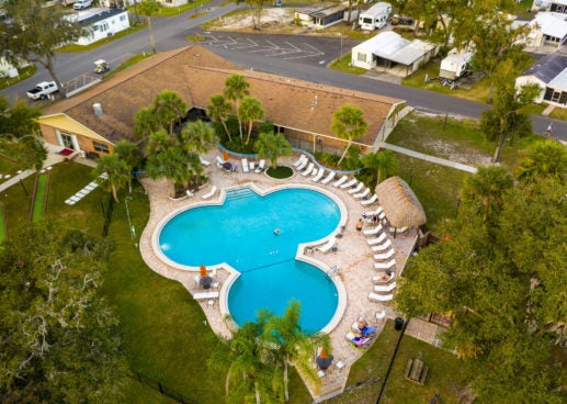 aerial of Holiday rV Village pool area