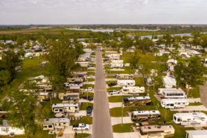The beauty of River Vista RV Village from birds eye view