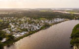Aerial shot of the Little Manatee River and River Vista RV Village