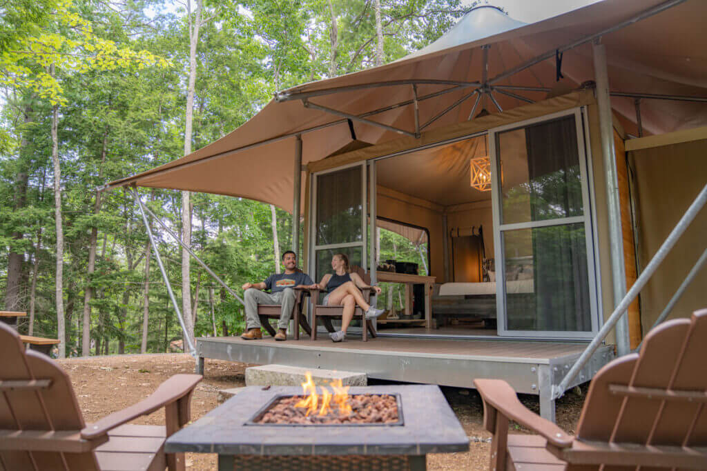 Glamping tent in Maine at Point Sebago Resort