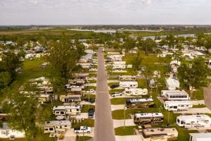 The beauty of River Vista RV Park & Resort from birds eye view