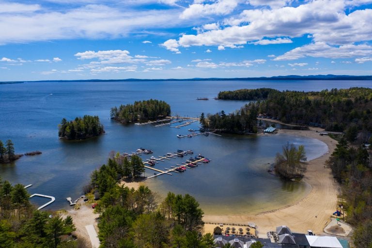 The bird's eye view of Sebago Lake is