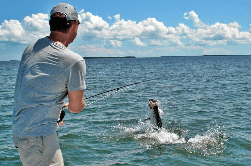 Fly fishing in the Florida Keys off the shore of Big Pine Key in Florida