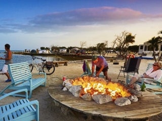 Enjoying the campfire at Big Pine Key Fishing Lodge