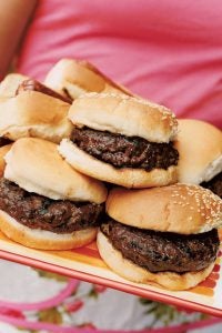 Burgers on a tray