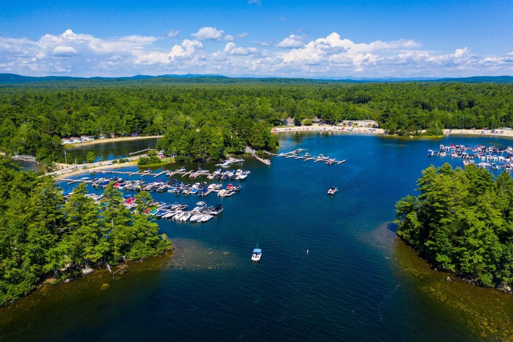 Bird's eye view of Sebago Lake for Summer Vacation