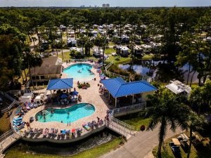 aerial of pool amenity area