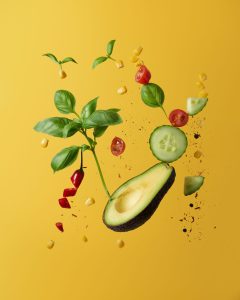 veggies-floating-yellow-background