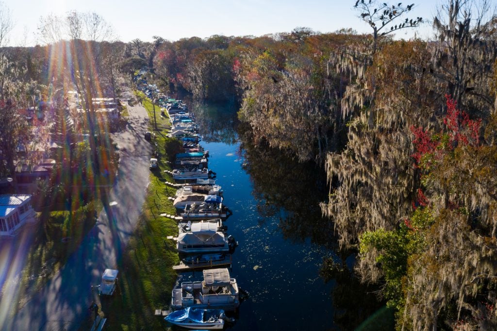 aerial of waterfront Holiday RV Park & Resort