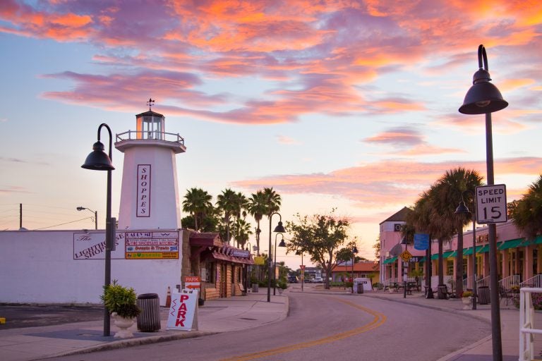 Historic Downtown Tarpon Springs at Sunset