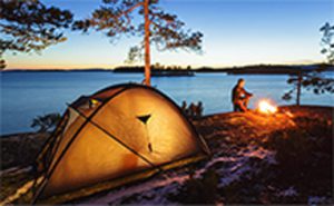 campsite at sunset