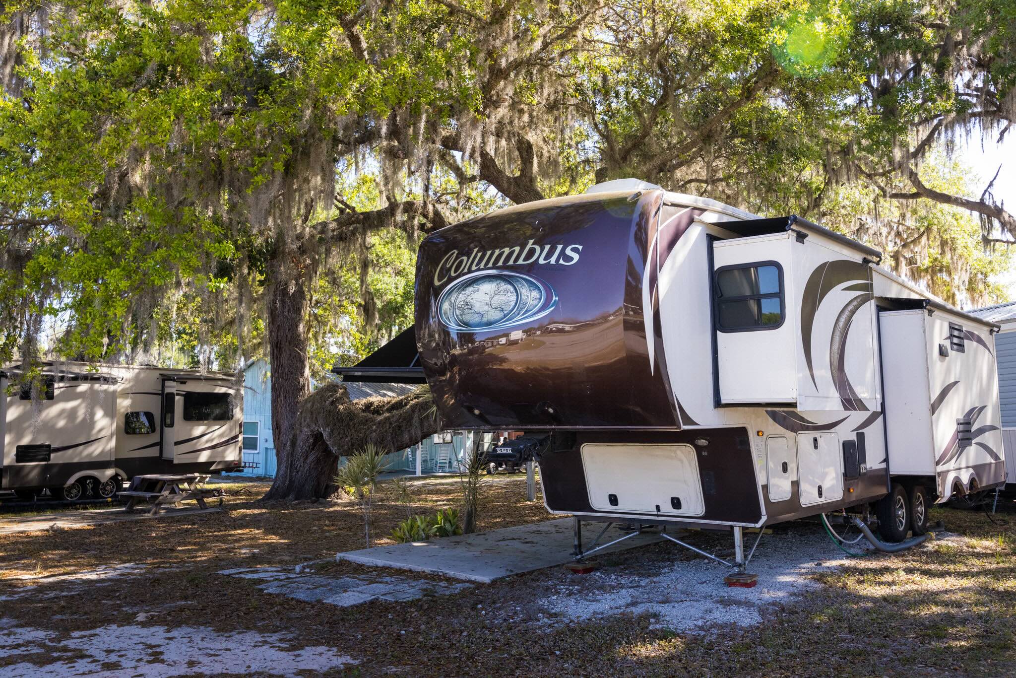 RV under trees in Florida