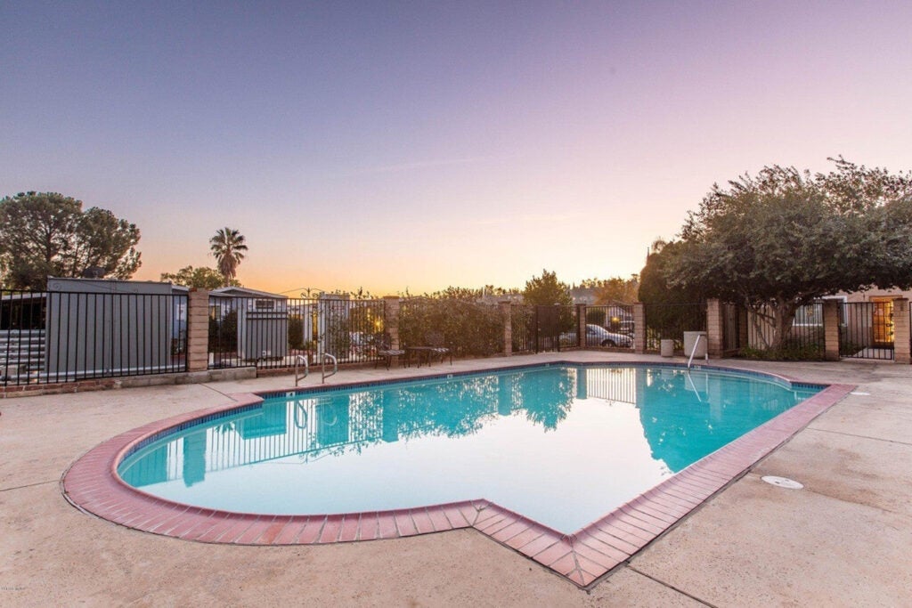 pool at sunset