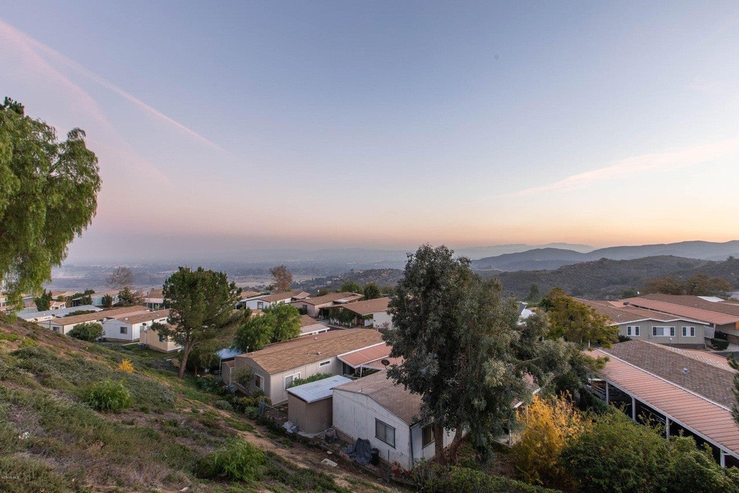 view of homes and valley