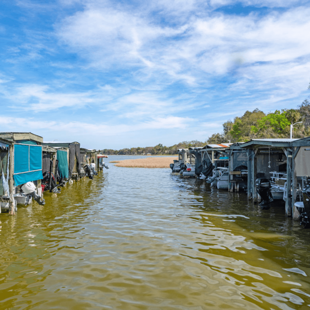 View of the boat storage area at Lake Griffin Harbor Village.