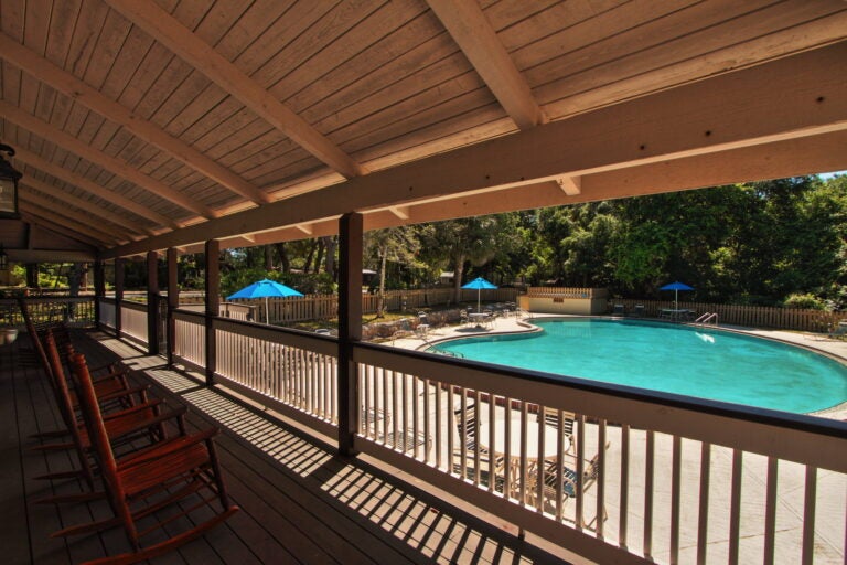 porch overlooking pool