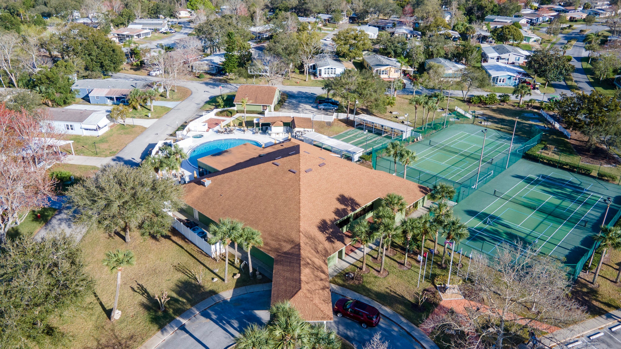 Aerial view of the clubhouse