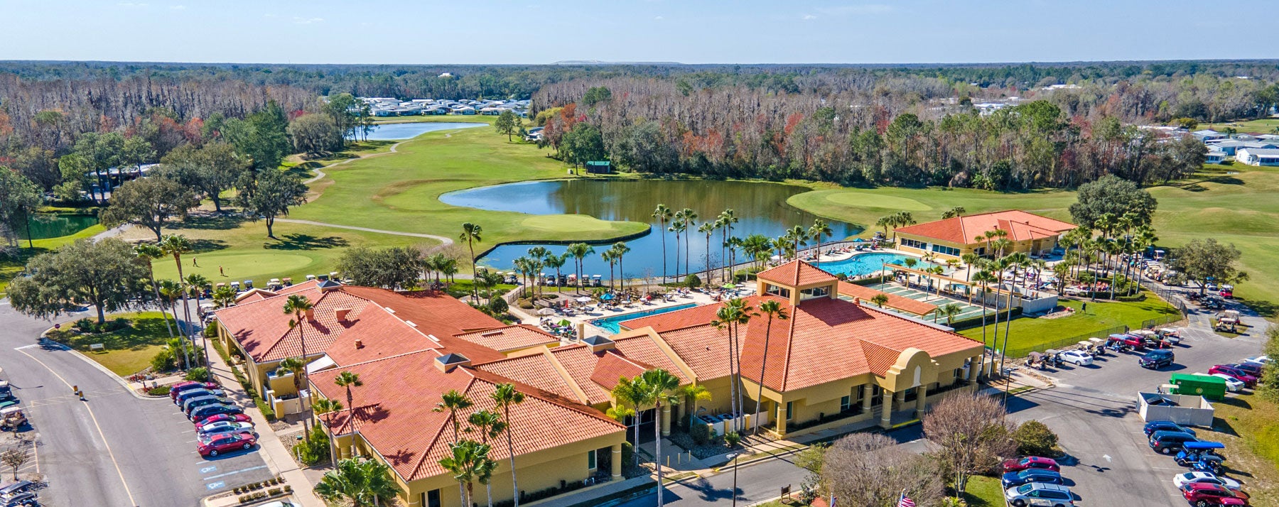 Cypress Lakes Village - club house drone shot