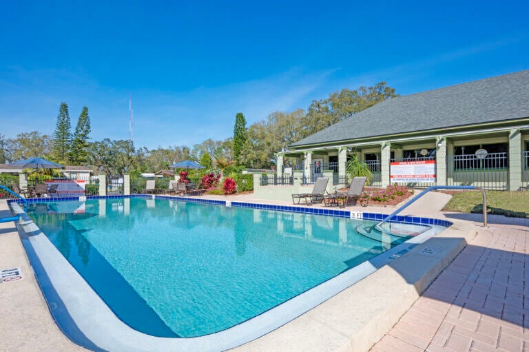 View of the outside pool at Hyde Park Village.