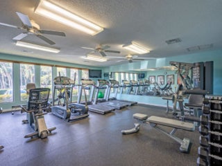 Gym equipment in the fitness center at Lake Griffin Harbor Village.