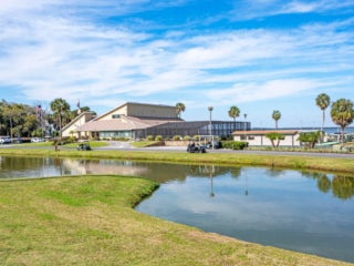 Exterior view of the clubhouse at Lake Griffin Harbor Village.