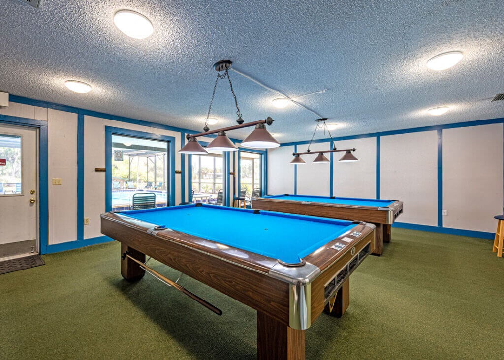Pool table in game room at Lake Griffin Harbor Village.