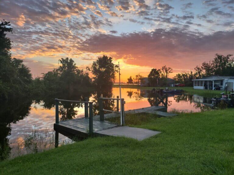 Lake Lowery sunset view from Oak Harbor RV Park in Florida.