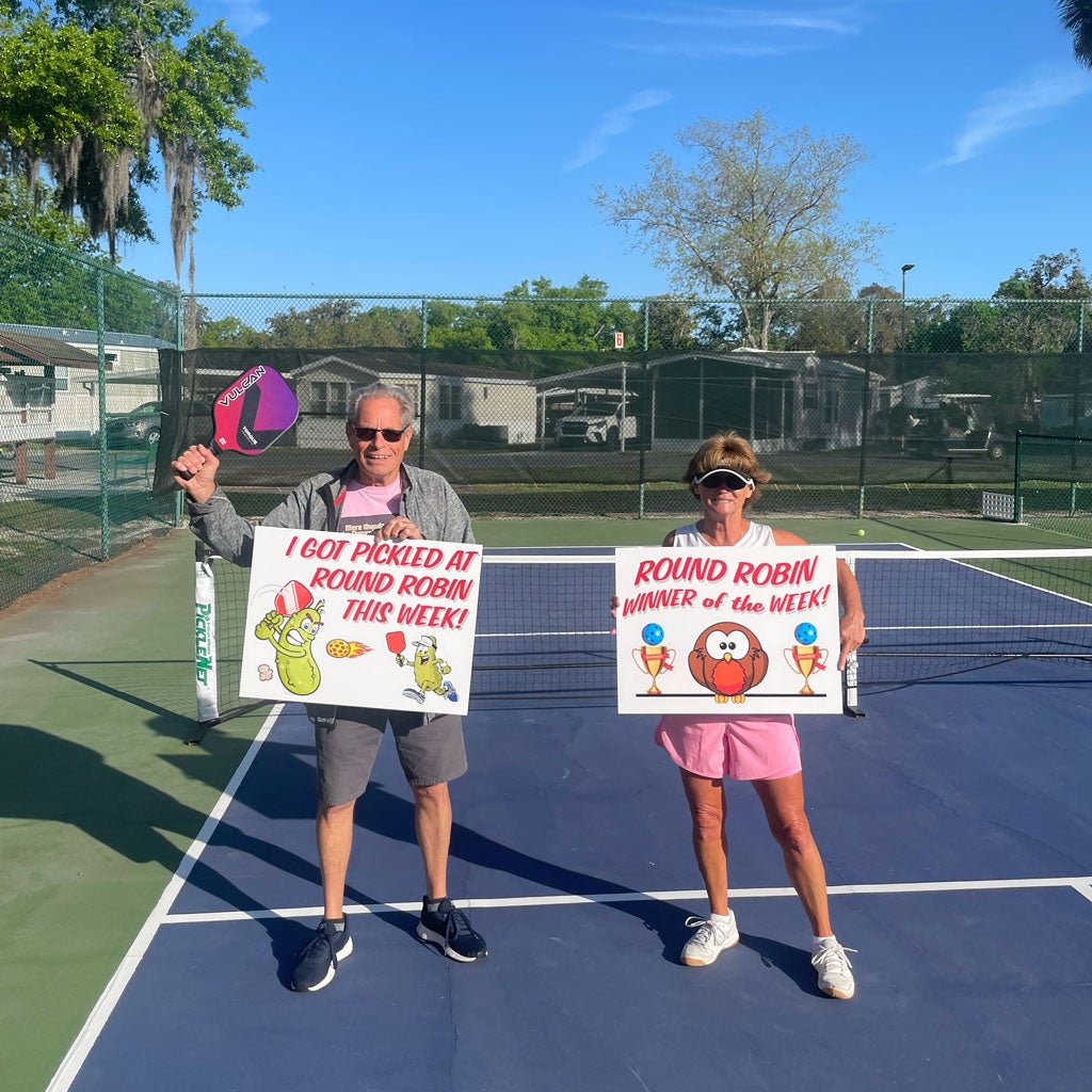 Pickleball winners at Holiday RV Park in Leesburg, Florida.