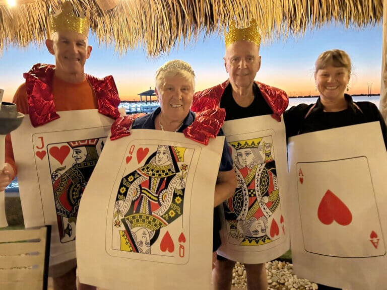 A group of residents dressed as a Royal Flush at The Waters in Melbourne Beach, Florida.