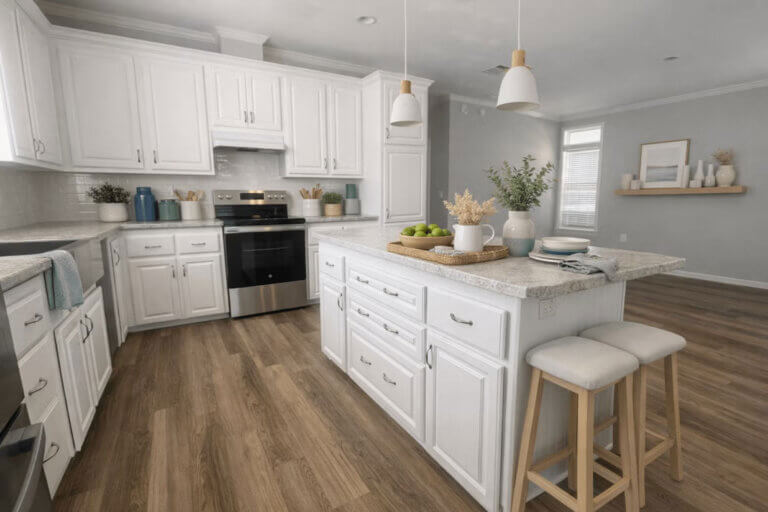 Kitchen in a manufactured home for sale in Tarpon Springs, Florida at Sun Valley.