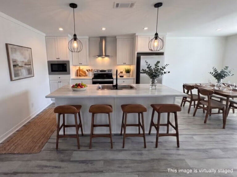 Insider look at what a virtually staged kitchen at the new Meadowlea Village home for sale.