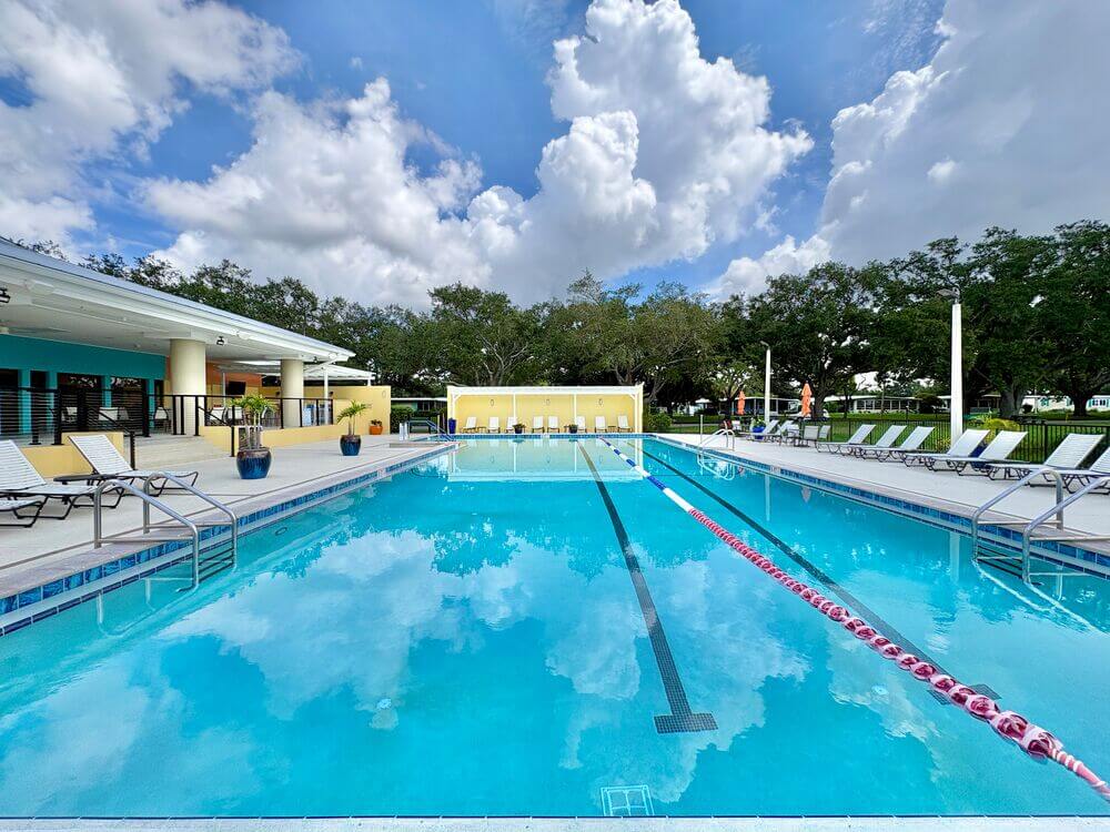 The lap swimming pool at Camelot Lakes Village in Sarasota, Florida.
