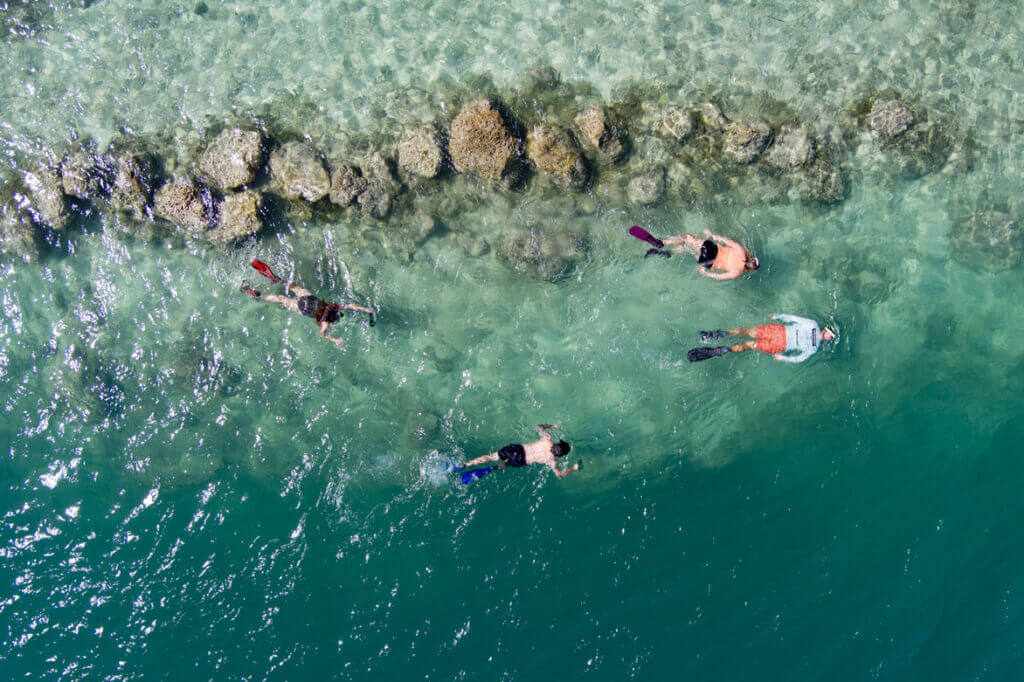 Snorkeling as a family in the Florida Keys near Big Pine Key RV Park.