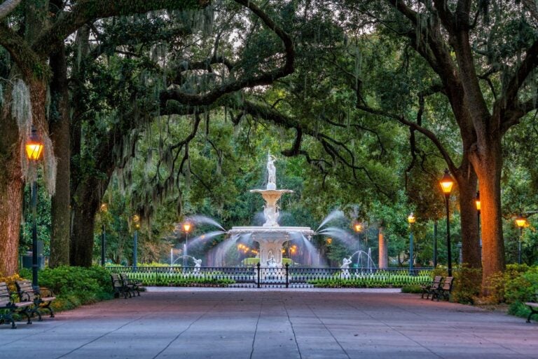 Forstyh fountain in Savannah, Georgia near CreekFire RV Resort.