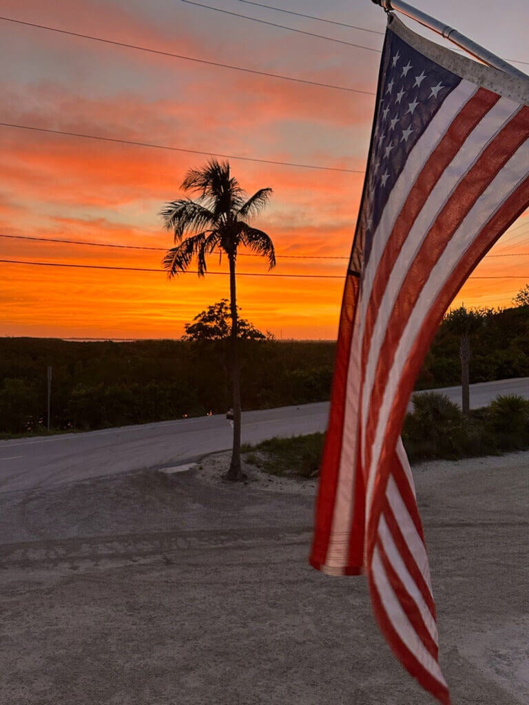 American Flag flying at Big Pine Key RV Park