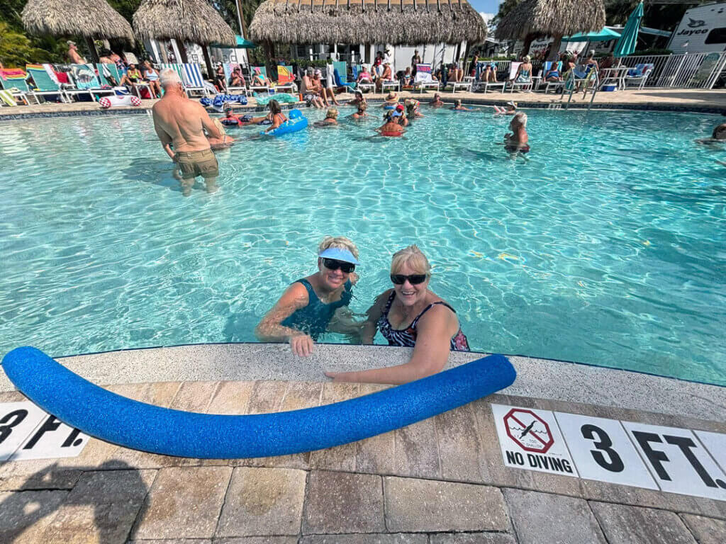 Guests in the pool at Blueway RV