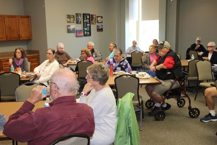 Residents attend a lunch and learn at 55+ community, Cypress Lakes Village in Lakeland, Fl.