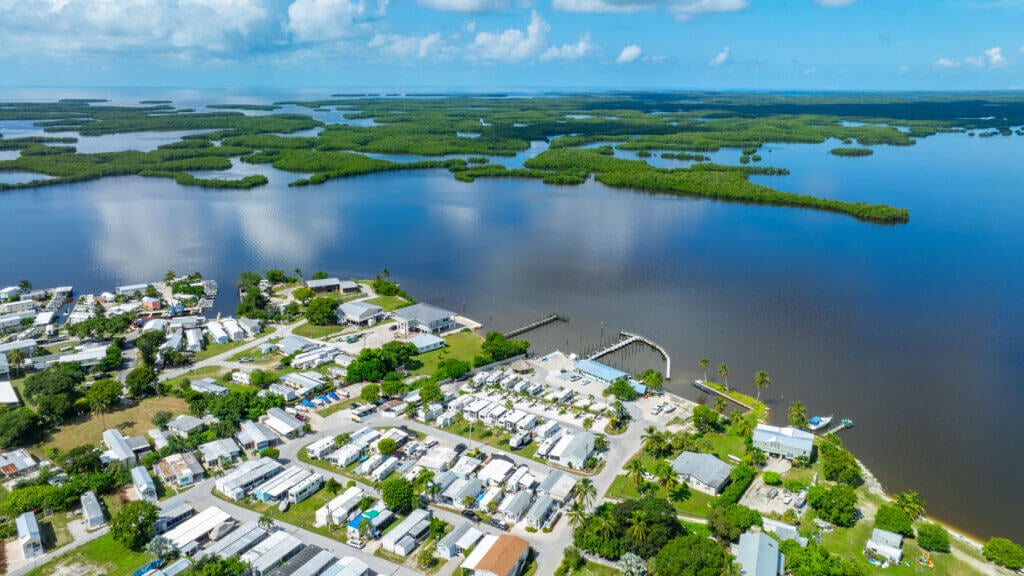 Overview of Chokoloskee RV Park in Florida and Chokoloskee Bay