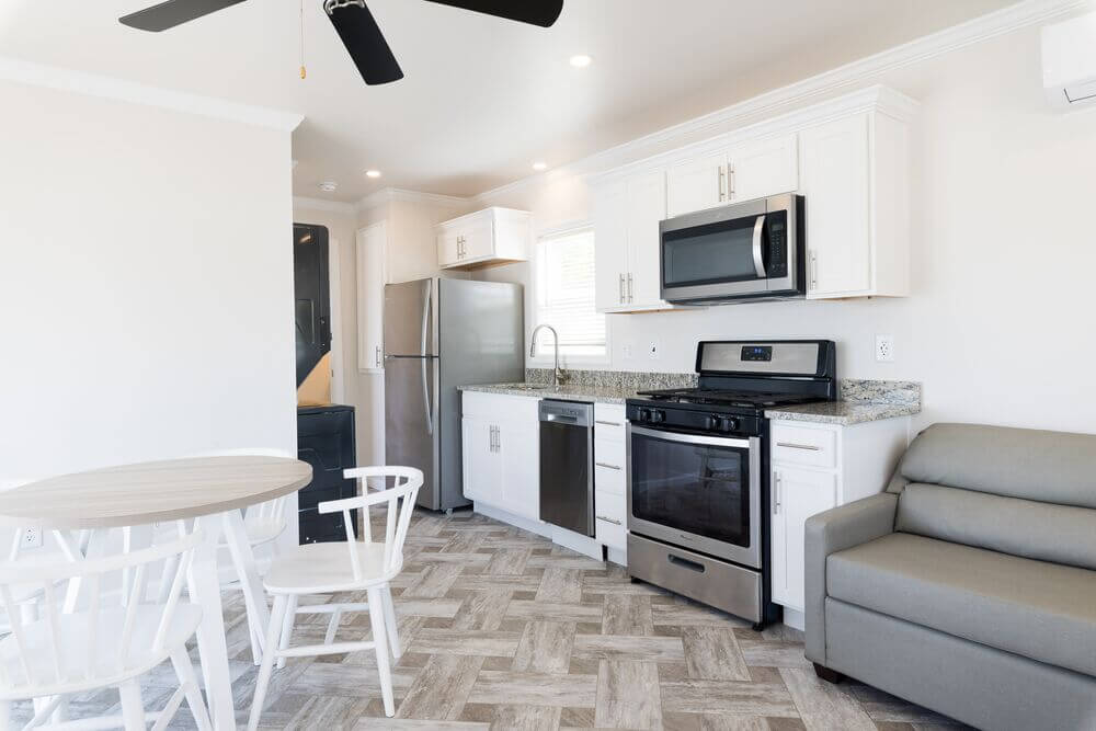 Interior of the one-bedroom cottage available for rent in the Florida Keys at Big Pine Key RV Park