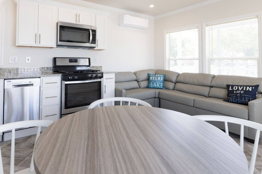 Interior of the one-bedroom cottage available for rent in the Florida Keys at Big Pine Key RV Park