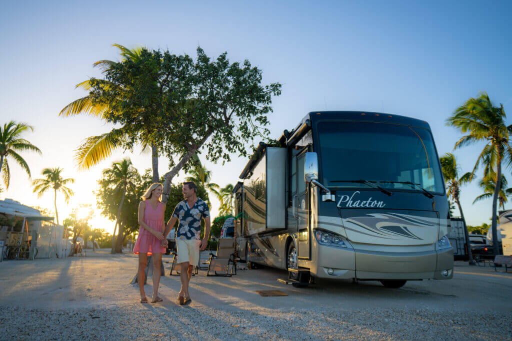 Big Pine Key Couple Walking Past RV