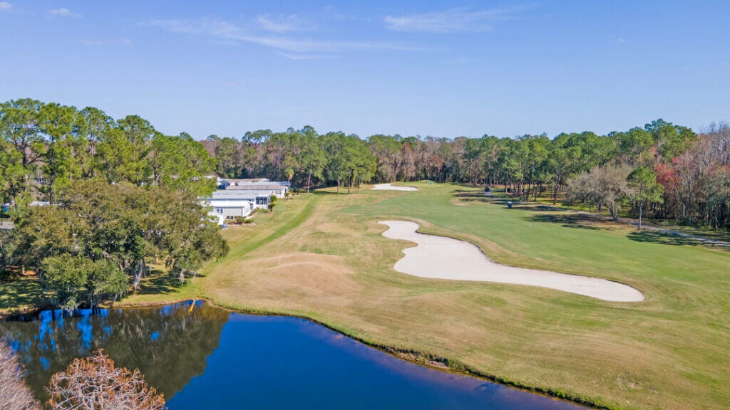 Sand trap and fairway at Big Cypress Golf Course in Lakeland, Florida.