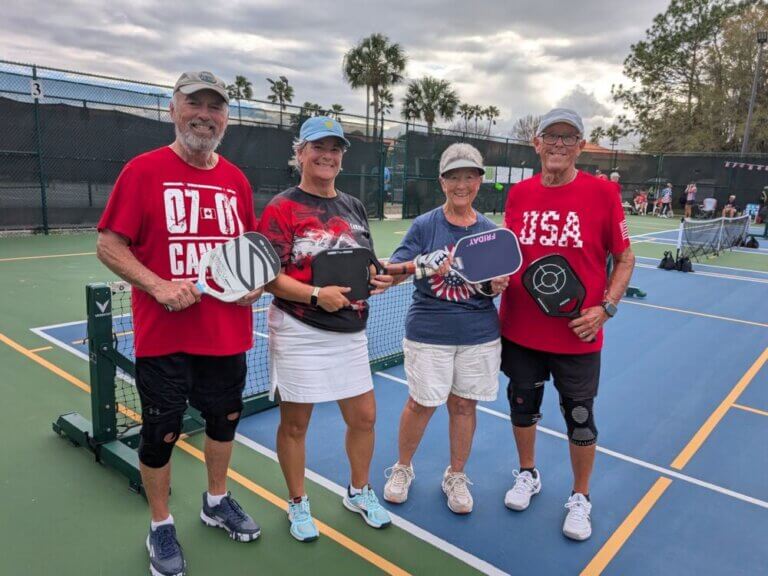 Residents in the Can Am pickball tournament at Cypress Lakes Village in Florida