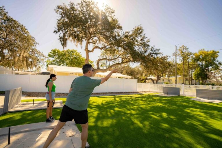 River Vista RV Park family playing horseshoes