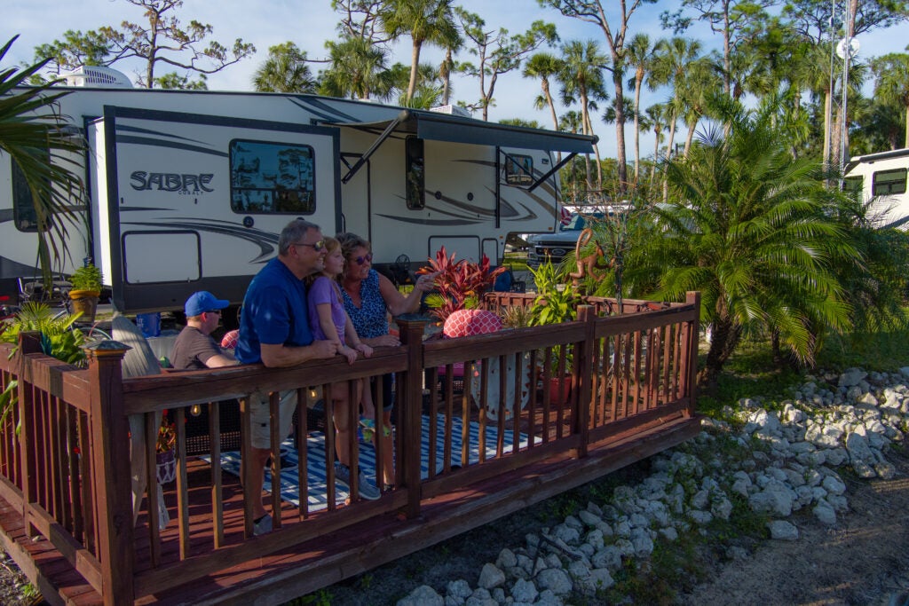 Family on Patio at Blueway RV