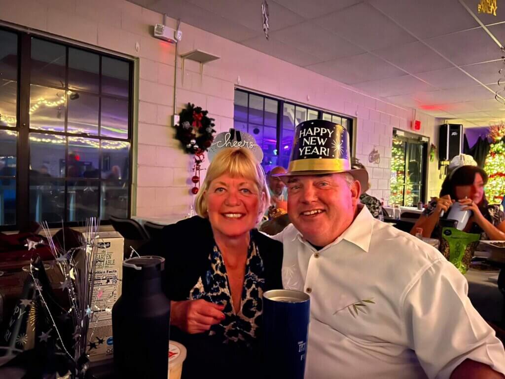 Guests ring in the New Year at the Holiday RV Park New Years Eve party in Leesburg, Florida.