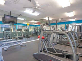 Inside view of the fitness center at Hyde Park Village.
