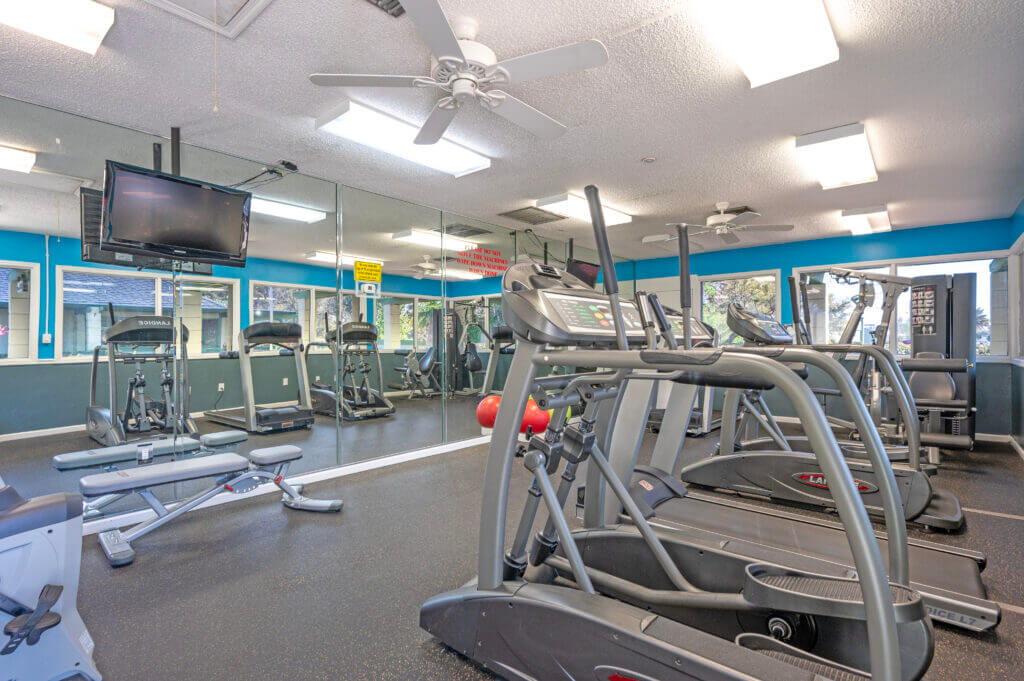 Inside view of the fitness center at Hyde Park Village.
