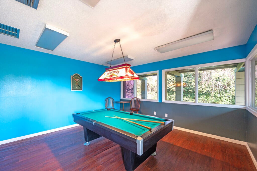 Inside view of the billiards room at Hyde Park Village in Florida.