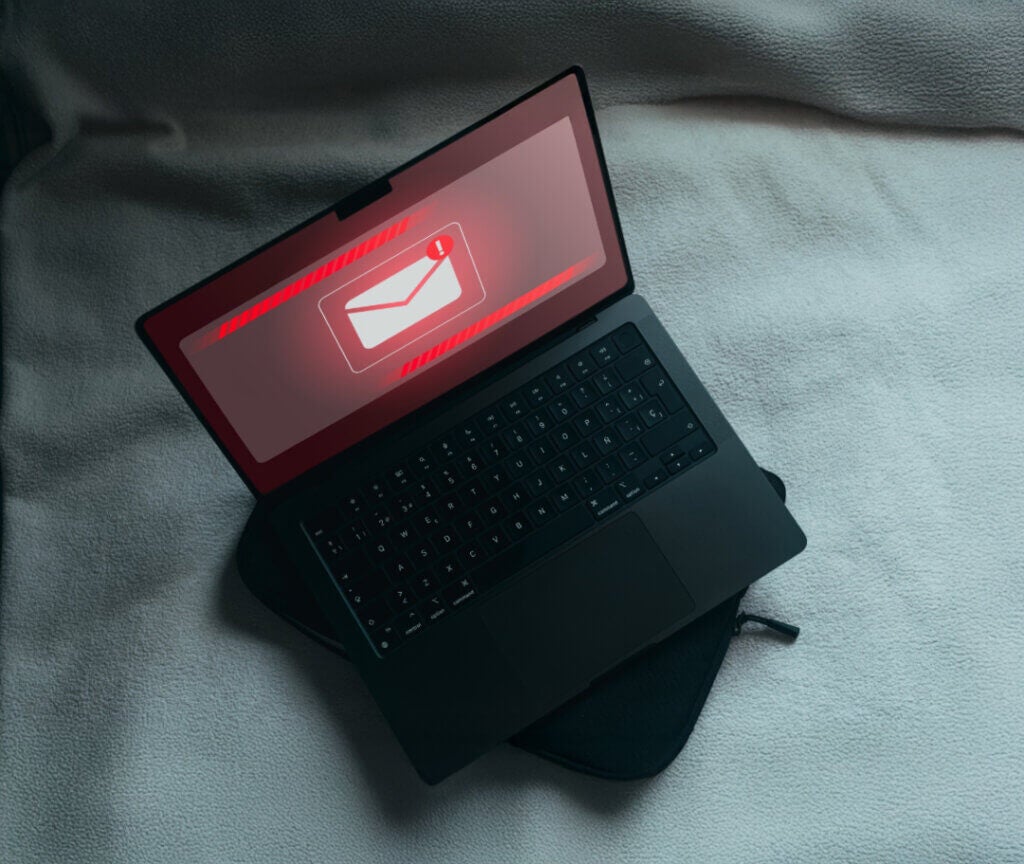 Online Computer Safety Red Alert Stock Photo